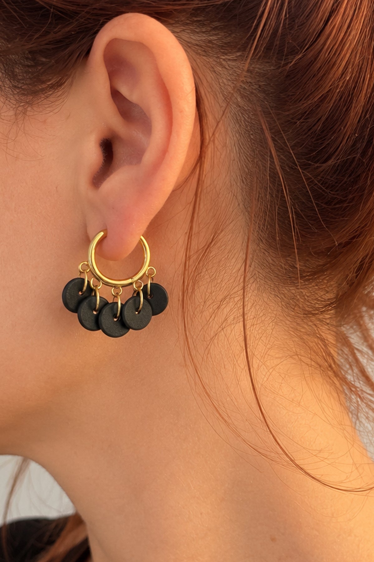 Ceramic Drop Hoop Earrings