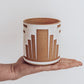 Deco Planter - Art deco white planter made by Crisp Ceramic pottery (front view of planter)